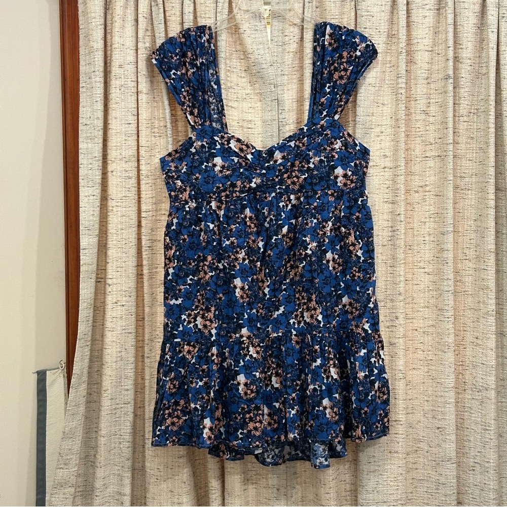Free People Linen Blend Pattern Play Mini Dress - Large
